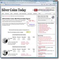 US Coin Prices & Sales Figures Screen